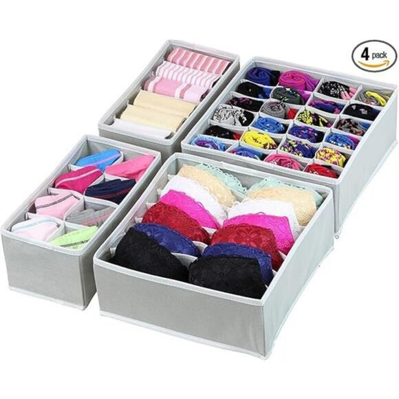 Simple Houseware Closet Underwear Organizer Drawer Divider 4 Set Gray - Picture 8 of 8